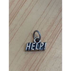 .925 Saying Help Sterling Silver Jewelry Charm